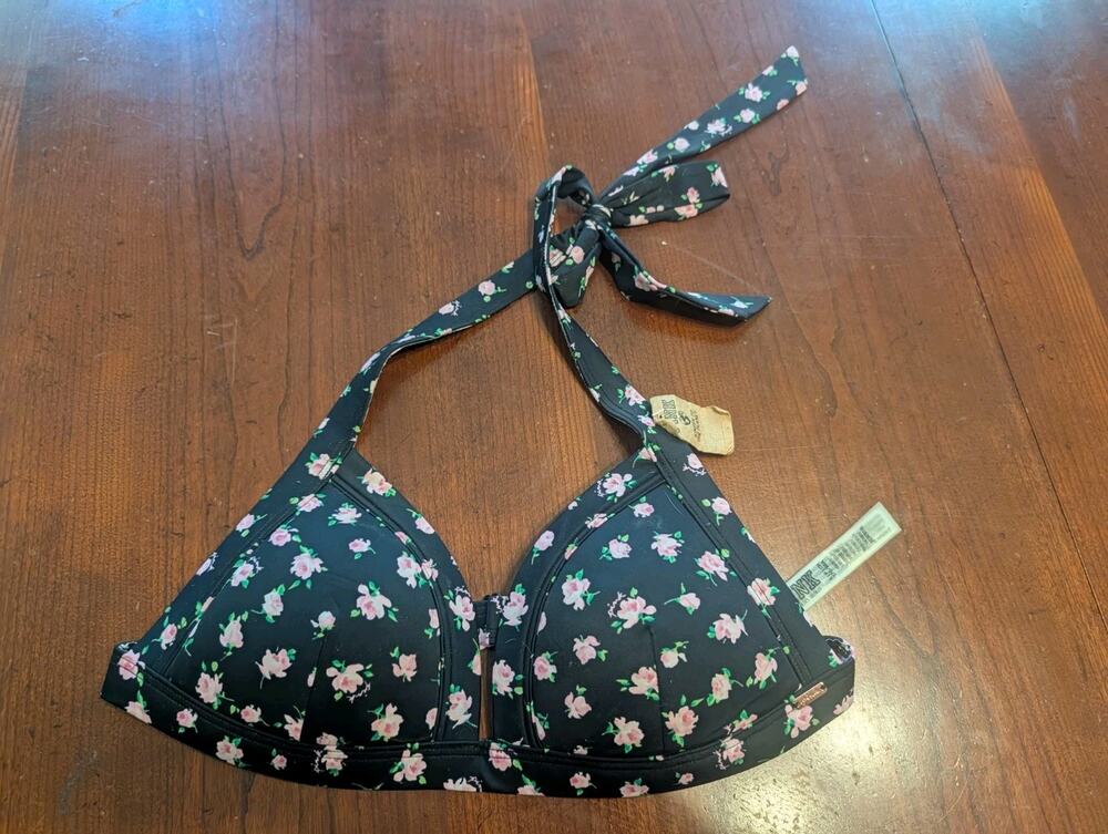 NWT PINK Victoria's Secret Bikini Top Women's Small Padded $35 Black Pink